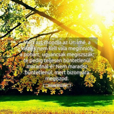 Picture 05 - Jeremiás 49:12 KAR - Mert azt mondja az Úr: Ímé, a kiknek nem kell - Bible Verse Picture