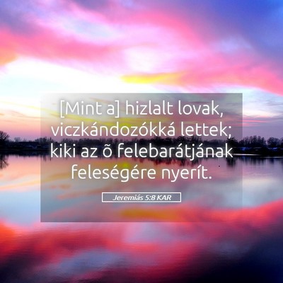 Picture 05 - Jeremiás 5:8 KAR - [Mint a] hizlalt lovak, viczkándozókká lettek; - Bible Verse Picture