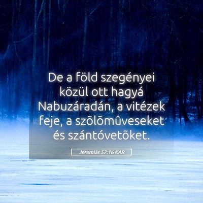 Picture 05 - Jeremiás 52:16 KAR - De a föld szegényei közül ott hagyá - Bible Verse Picture