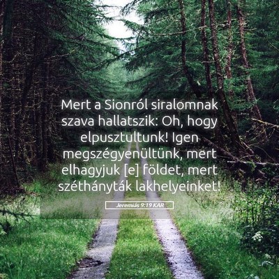 Picture 05 - Jeremiás 9:19 KAR - Mert a Sionról siralomnak szava hallatszik: Oh, - Bible Verse Picture
