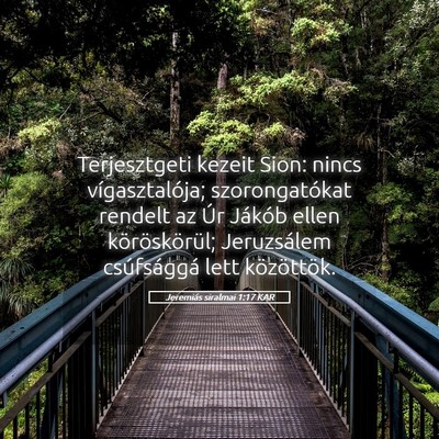 Picture 05 - Jeremiás siralmai 1:17 KAR - Terjesztgeti kezeit Sion: nincs vígasztalója; - Bible Verse Picture