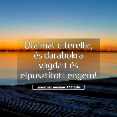 Picture 05 - Jeremiás siralmai 3:11 KAR - Útaimat elterelte, és darabokra vagdalt és - Bible Verse Picture