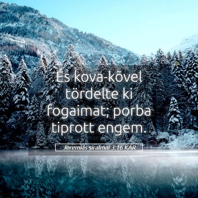 Picture 05 - Jeremiás siralmai 3:16 KAR - És kova-kõvel tördelte ki fogaimat; porba - Bible Verse Picture