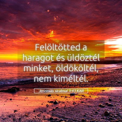 Picture 05 - Jeremiás siralmai 3:43 KAR - Felöltötted a haragot és üldöztél minket, - Bible Verse Picture