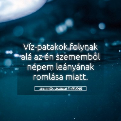 Picture 05 - Jeremiás siralmai 3:48 KAR - Víz-patakok folynak alá az én szemembõl - Bible Verse Picture