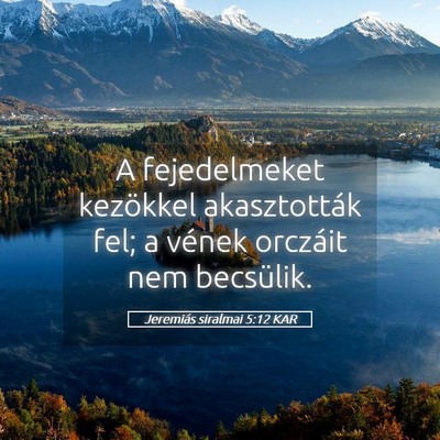 Picture 05 - Jeremiás siralmai 5:12 KAR - A fejedelmeket kezökkel akasztották fel; a - Bible Verse Picture