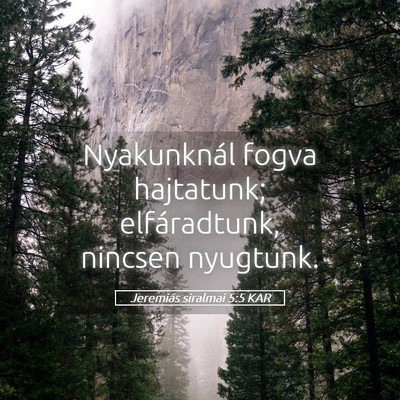 Picture 05 - Jeremiás siralmai 5:5 KAR - Nyakunknál fogva hajtatunk; elfáradtunk, - Bible Verse Picture