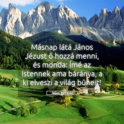 Picture 05 - János 1:29 KAR - Másnap látá János Jézust õ hozzá menni, - Bible Verse Picture