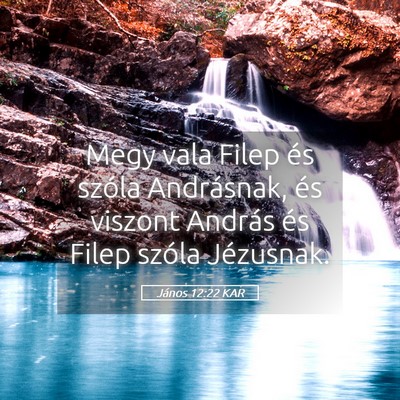 Picture 05 - János 12:22 KAR - Megy vala Filep és szóla Andrásnak, és - Bible Verse Picture
