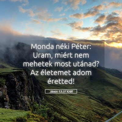 Picture 05 - János 13:37 KAR - Monda néki Péter: Uram, miért nem mehetek most - Bible Verse Picture