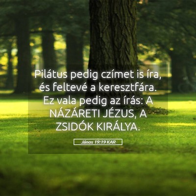 Picture 05 - János 19:19 KAR - Pilátus pedig czímet is íra, és feltevé a - Bible Verse Picture