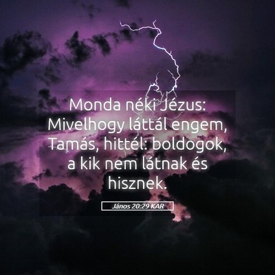 Picture 05 - János 20:29 KAR - Monda néki Jézus: Mivelhogy láttál engem, - Bible Verse Picture