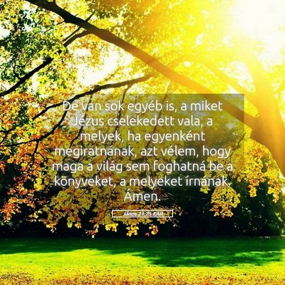 Picture 05 - János 21:25 KAR - De van sok egyéb is, a miket Jézus cselekedett - Bible Verse Picture