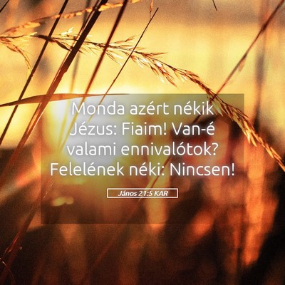 Picture 05 - János 21:5 KAR - Monda azért nékik Jézus: Fiaim! Van-é valami - Bible Verse Picture