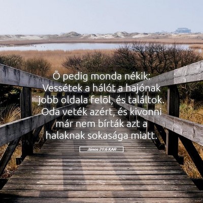 Picture 05 - János 21:6 KAR - Õ pedig monda nékik: Vessétek a hálót a - Bible Verse Picture