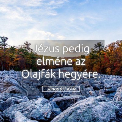 Picture 05 - János 8:1 KAR - Jézus pedig elméne az Olajfák - Bible Verse Picture