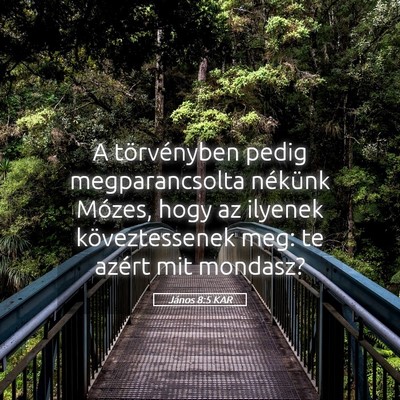 Picture 05 - János 8:5 KAR - A törvényben pedig megparancsolta nékünk - Bible Verse Picture