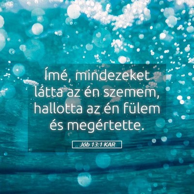 Picture 05 - Jób 13:1 KAR - Ímé, mindezeket látta az én szemem, hallotta - Bible Verse Picture