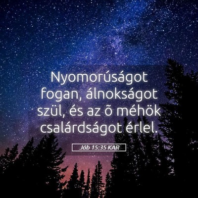 Picture 05 - Jób 15:35 KAR - Nyomorúságot fogan, álnokságot szül, és az - Bible Verse Picture