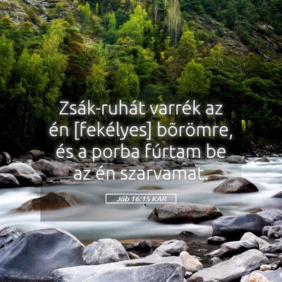 Picture 05 - Jób 16:15 KAR - Zsák-ruhát varrék az én [fekélyes] - Bible Verse Picture