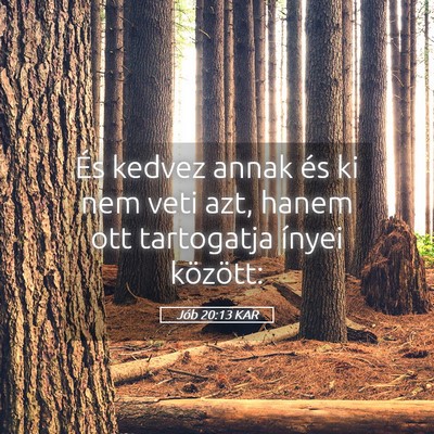Picture 05 - Jób 20:13 KAR - És kedvez annak és ki nem veti azt, hanem ott - Bible Verse Picture