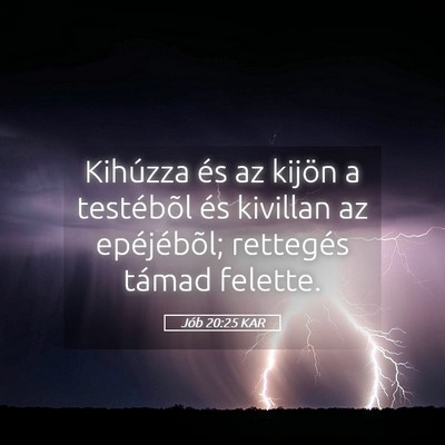 Picture 05 - Jób 20:25 KAR - Kihúzza és az kijön a testébõl és kivillan - Bible Verse Picture