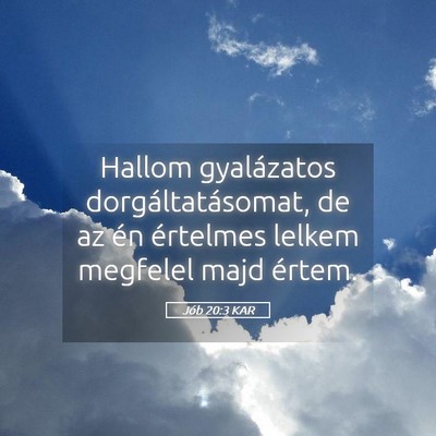 Picture 05 - Jób 20:3 KAR - Hallom gyalázatos dorgáltatásomat, de az én - Bible Verse Picture