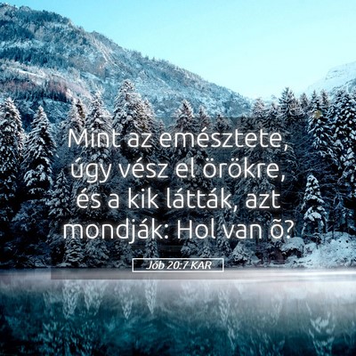 Picture 05 - Jób 20:7 KAR - Mint az emésztete, úgy vész el örökre, és a - Bible Verse Picture