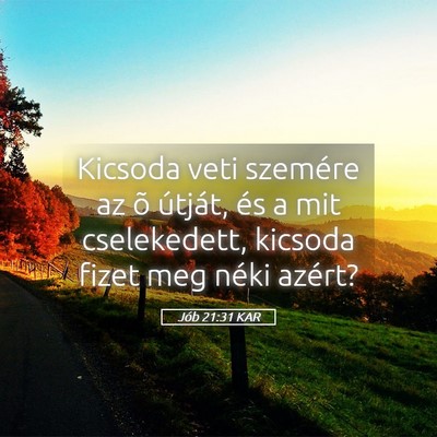 Picture 05 - Jób 21:31 KAR - Kicsoda veti szemére az õ útját, és a mit - Bible Verse Picture