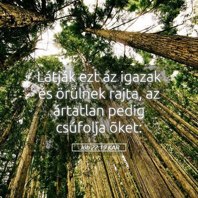Picture 05 - Jób 22:19 KAR - Látják ezt az igazak és örülnek rajta, az - Bible Verse Picture