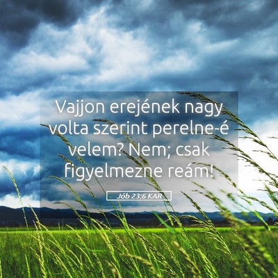 Picture 05 - Jób 23:6 KAR - Vajjon erejének nagy volta szerint perelne-é - Bible Verse Picture