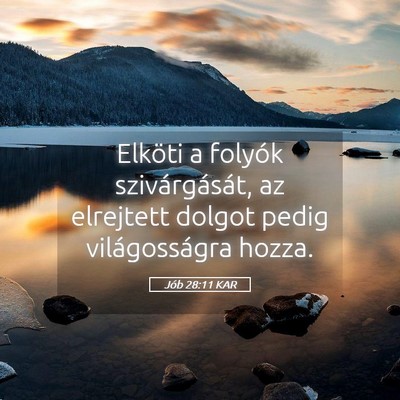 Picture 05 - Jób 28:11 KAR - Elköti a folyók szivárgását, az elrejtett - Bible Verse Picture