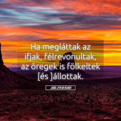 Picture 05 - Jób 29:8 KAR - Ha megláttak az ifjak, félrevonultak, az - Bible Verse Picture