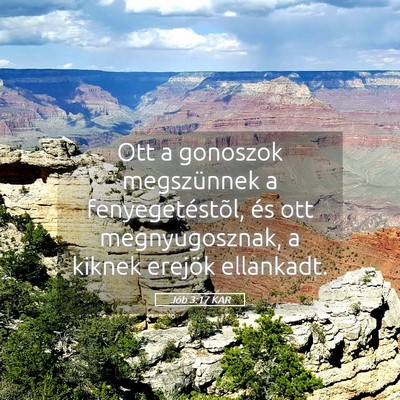 Picture 05 - Jób 3:17 KAR - Ott a gonoszok megszünnek a fenyegetéstõl, és - Bible Verse Picture