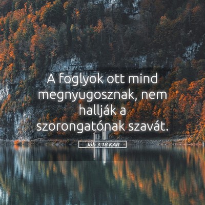 Picture 05 - Jób 3:18 KAR - A foglyok ott mind megnyugosznak, nem hallják a - Bible Verse Picture