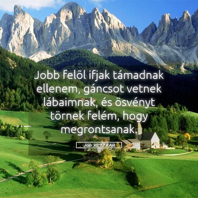 Picture 05 - Jób 30:12 KAR - Jobb felõl ifjak támadnak ellenem, gáncsot - Bible Verse Picture