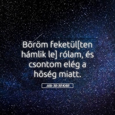 Picture 05 - Jób 30:30 KAR - Bõröm feketül[ten hámlik le] rólam, és - Bible Verse Picture