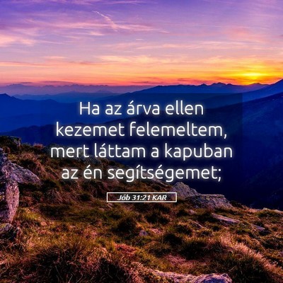 Picture 05 - Jób 31:21 KAR - Ha az árva ellen kezemet felemeltem, mert - Bible Verse Picture