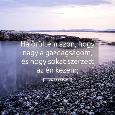 Picture 05 - Jób 31:25 KAR - Ha örültem azon, hogy nagy a gazdagságom, és - Bible Verse Picture