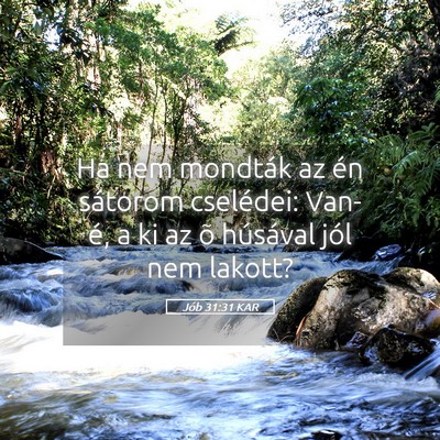 Picture 05 - Jób 31:31 KAR - Ha nem mondták az én sátorom cselédei: - Bible Verse Picture