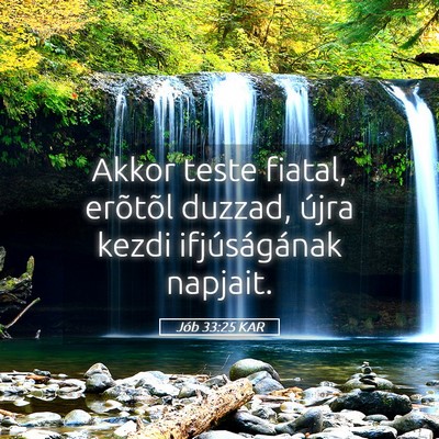 Picture 05 - Jób 33:25 KAR - Akkor teste fiatal, erõtõl duzzad, újra kezdi - Bible Verse Picture