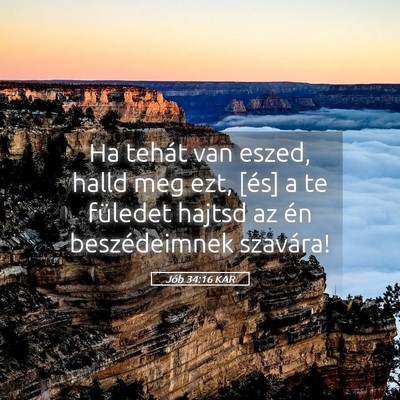 Picture 05 - Jób 34:16 KAR - Ha tehát van eszed, halld meg ezt, [és] a te - Bible Verse Picture