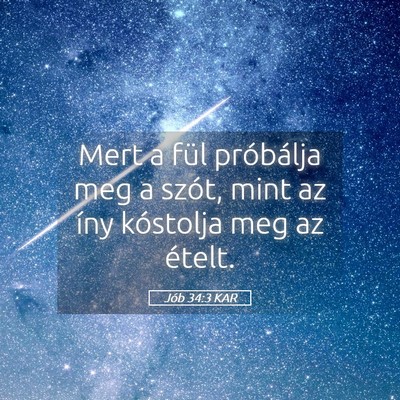 Picture 05 - Jób 34:3 KAR - Mert a fül próbálja meg a szót, mint az íny - Bible Verse Picture