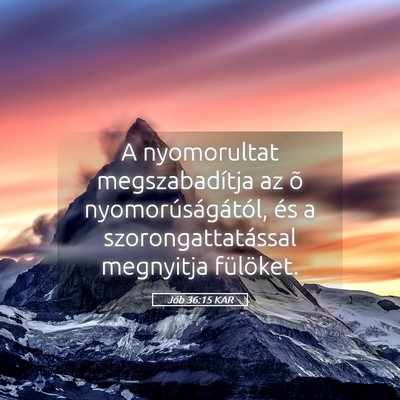 Picture 05 - Jób 36:15 KAR - A nyomorultat megszabadítja az õ - Bible Verse Picture