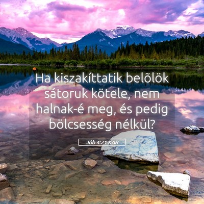 Picture 05 - Jób 4:21 KAR - Ha kiszakíttatik belõlök sátoruk kötele, nem - Bible Verse Picture