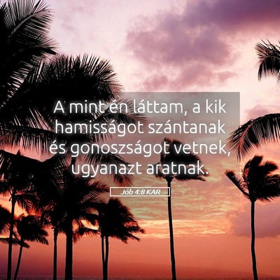 Picture 05 - Jób 4:8 KAR - A mint én láttam, a kik hamisságot szántanak - Bible Verse Picture