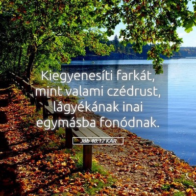 Picture 05 - Jób 40:12 KAR - Kiegyenesíti farkát, mint valami czédrust, - Bible Verse Picture