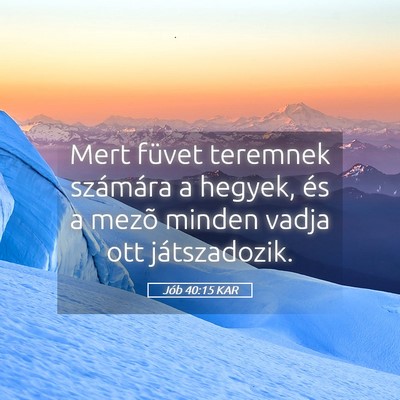 Picture 05 - Jób 40:15 KAR - Mert füvet teremnek számára a hegyek, és a - Bible Verse Picture