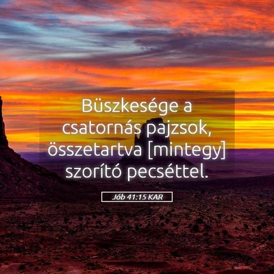 Picture 05 - Jób 41:15 KAR - Büszkesége a csatornás pajzsok, összetartva - Bible Verse Picture