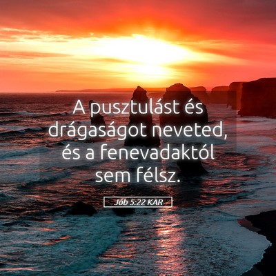 Picture 05 - Jób 5:22 KAR - A pusztulást és drágaságot neveted, és a - Bible Verse Picture